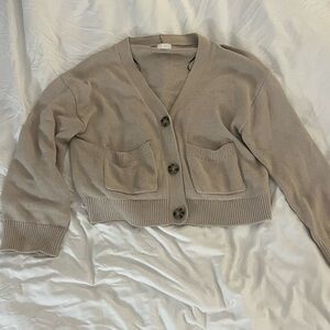 H&M Tan Button-Up Cardigan Sweater